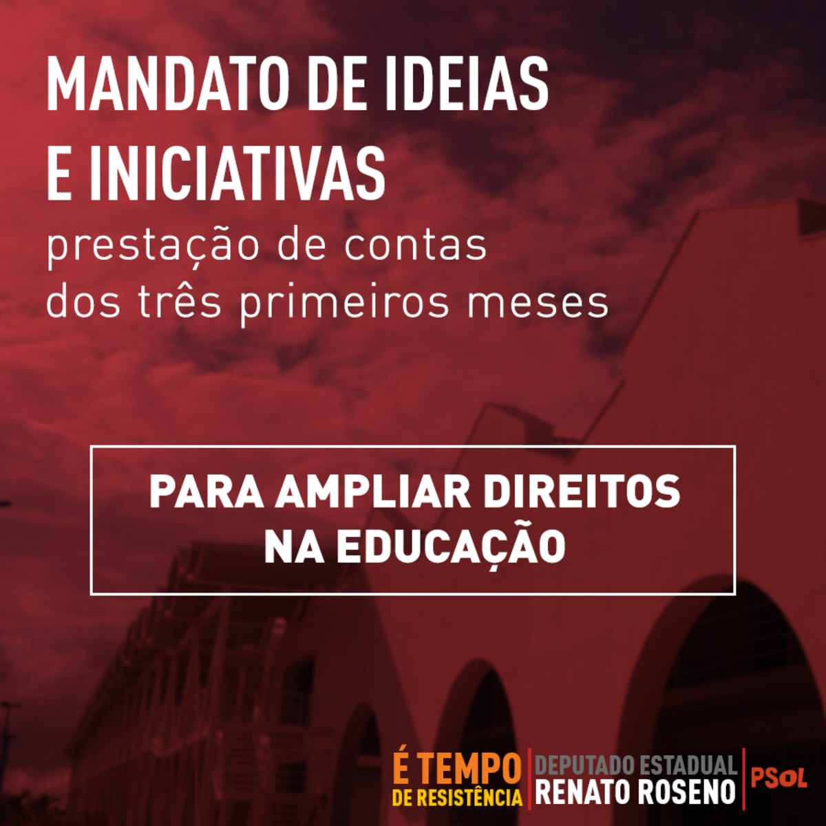 Intervenção sobre imagem das instalações do Campus Multi-institucional Humberto Teixeira, em Iguatu, com os dizeres 