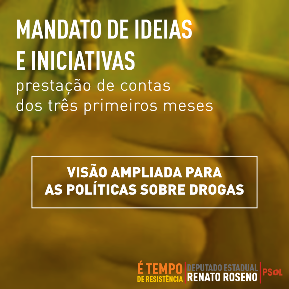 Intervenção sobre imagem de uma mão acendendo um cigarro e os dizeres 